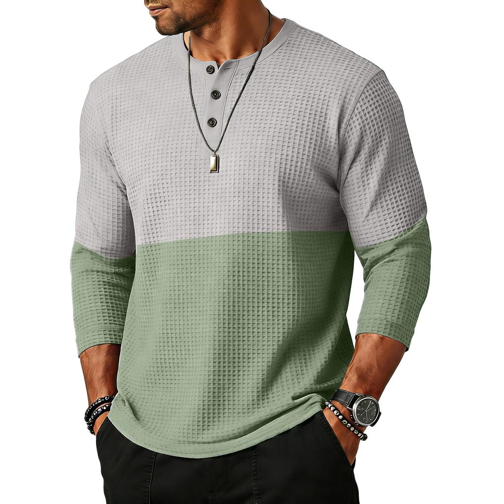 Men's  Sports  Leisure  Waverg  Three  Pieces  Buckle  Seven  Points   Sleeve  T-Shirt