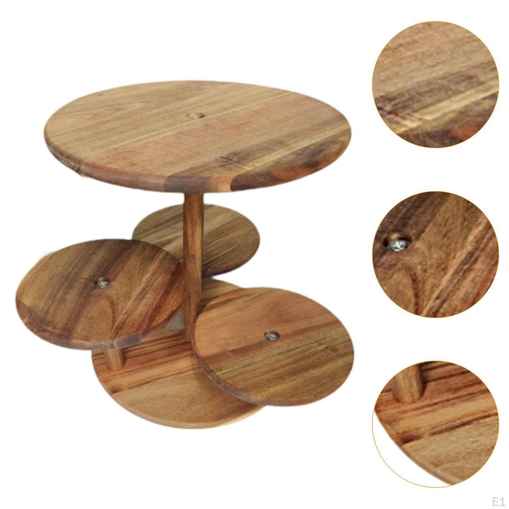 Holz Tortenständer 4-stöckig rund Cupcake Turm Dekor Küchenbedarf Dessert Tablett