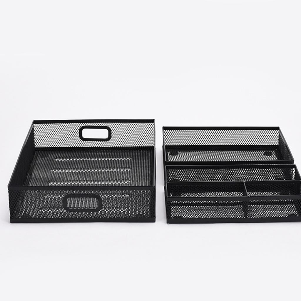 Space Optimizing Metal Drawer Tray Organizers With Adjustable Compartments Office Desktop Storage Solution