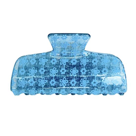 Hair Claw for Women, Floral Print Hair Clip, Transparent Shark Hair Claw, Versatile Hair Accessory for Long Short Hair Daily Use