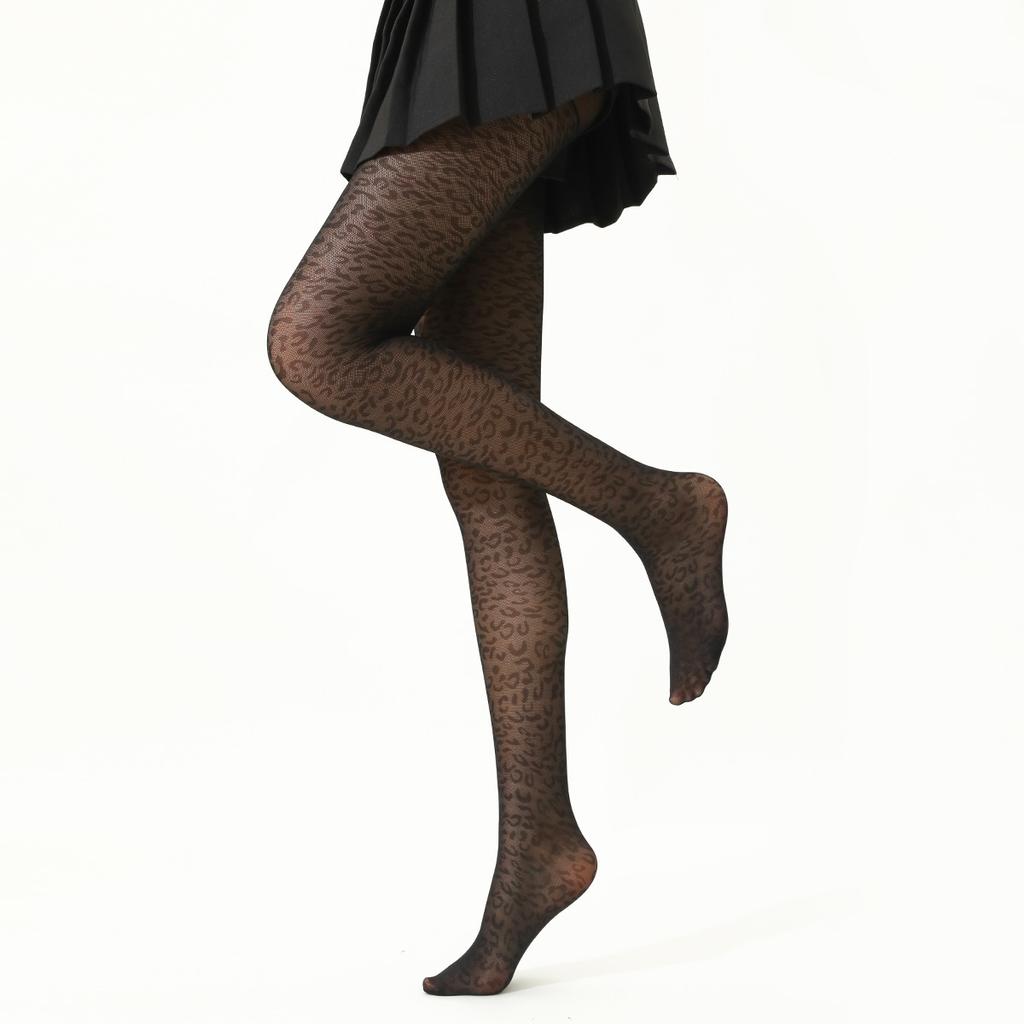 Chiloți sexi, subțiri, transparente, mătăsos, gotici, sexy, vintage, leopard, cu model de animale, ciorapi fără sudură.