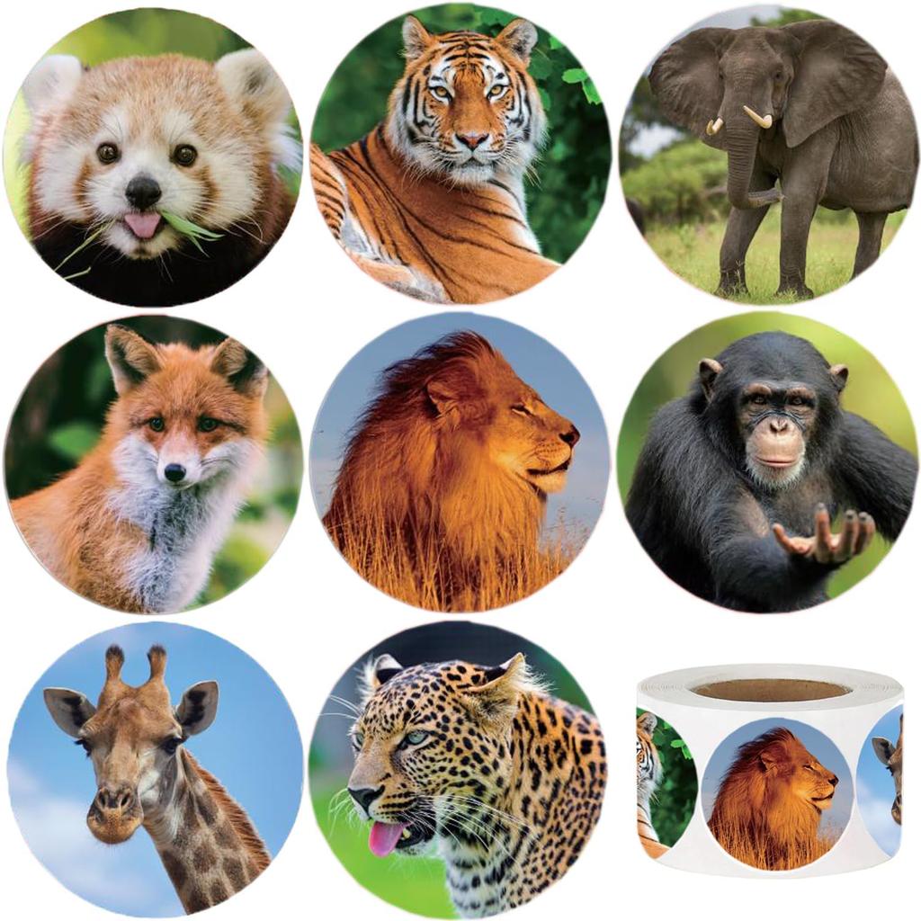 50-500Pcs Animal Reward Stickers Stationery Stickers 1Inch Round Gift Decorative Label