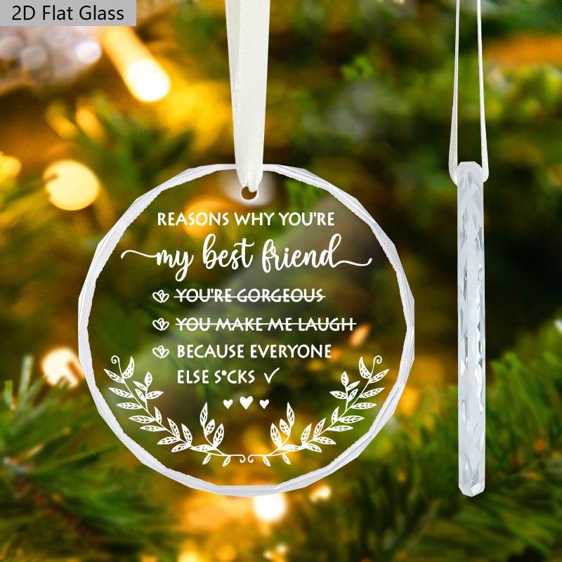 1pc/2pcs Christmas Friendship Ornament Friendship Gifts My Best Friend Ornament Christmas Tree Decoration Glass Ornament Xmas Gift