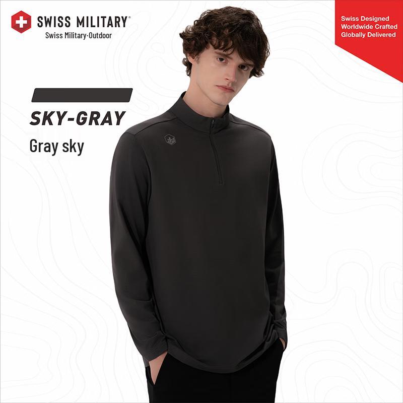 

Мужская футболка SWISS MILITARY с воротником-стойкой и длинным рукавом L