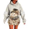 Ladies' Christmas Printed Bow Long Sleeved Loose Fitting Headband With Rope Hooded Sweatshirt Top