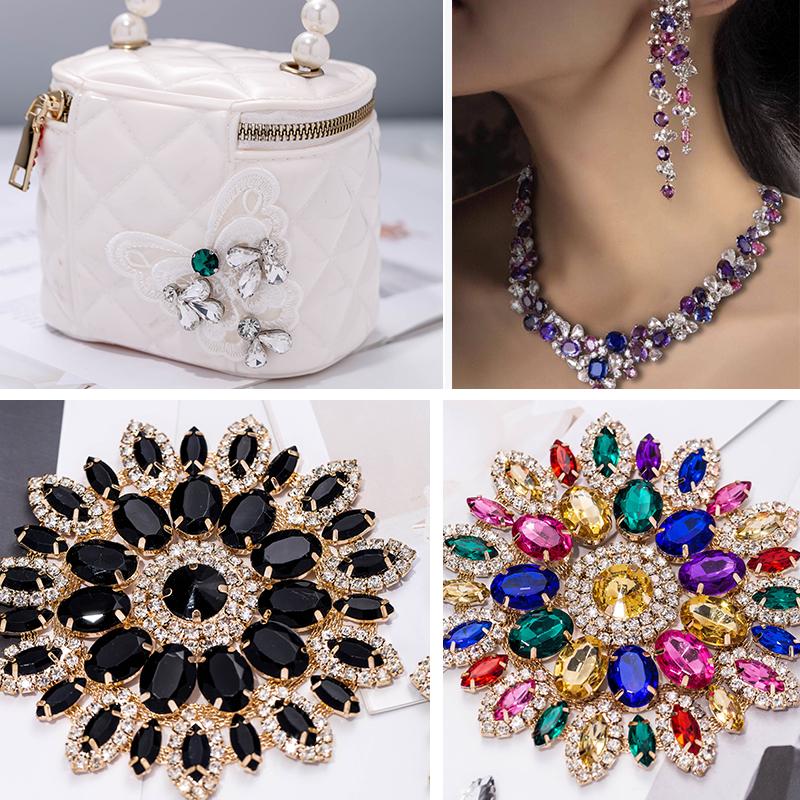 Sliver Claw Rhinestones Setting Shape Mix Clear Jelly Candy AB Glass Crystal Sew On Rhinestone Wedding Dress Shoes Bags DIY Trim