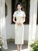 Retro new Chinese white national style cheongsam 1 temperament high-end atmospheric dress young and thin dress women