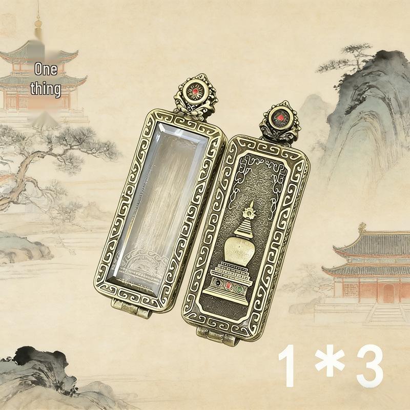 Tibetan Wutai Mountain Thangka Brass Pendant Necklace