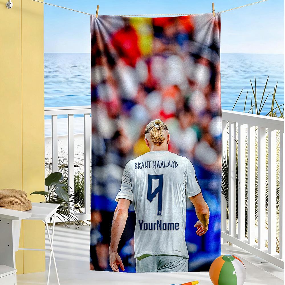 Haaland Personalized Name Beach Towel High Absorbency & Quick-Dry Ideal for Travel Outdoor Swim Pool Yoga Surf Camping Hiking Gym Gift Holiday