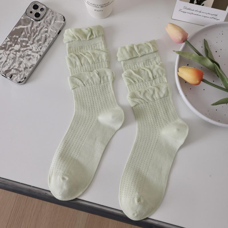Ladies Spring and Summer Thin Pure Wind Pure Color Boneless Anti Ball Mesh Eyes Leg Long Leg Pile Socks