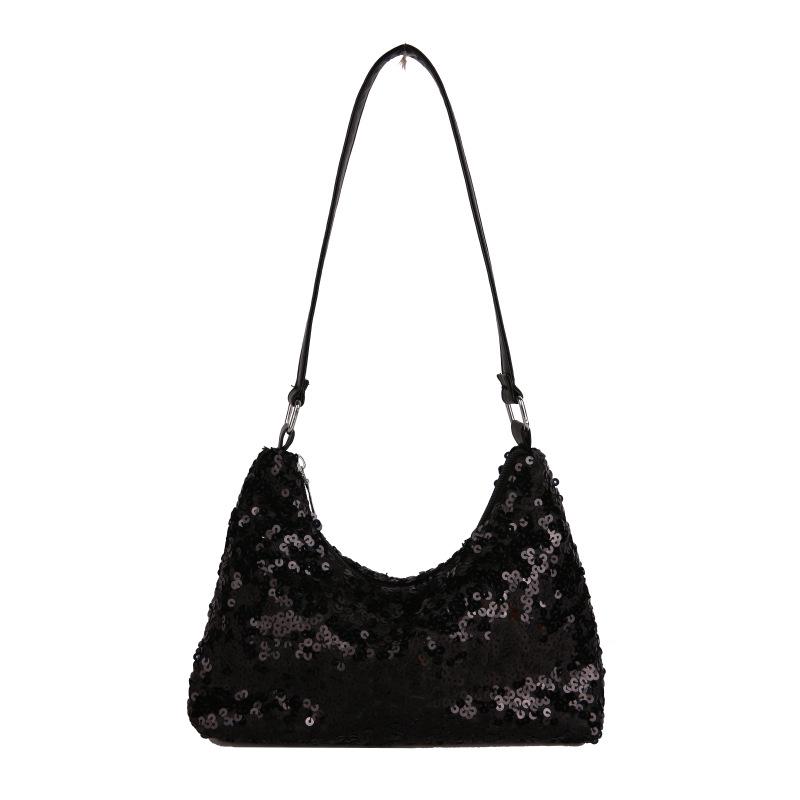 

2025 Нишевая сумка кроссбоди с пайетками для женщин - Высококлассная универсальная вечерняя сумка на плечо чёрный