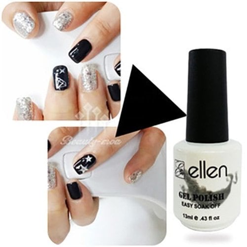 

ellen gel polish BM 003 modern black nail art