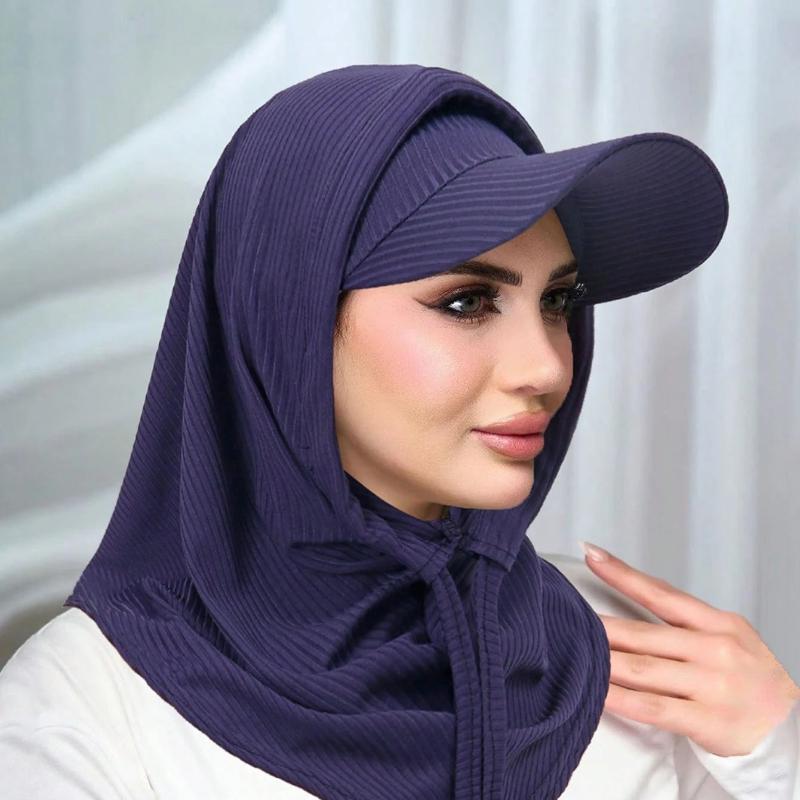 

Women s Outdoor Turban With Cap Brim,Arab Solid Color Classic Casual Versatile Baseball Hijab Hat,Suitable For Summer And Autumn One Size