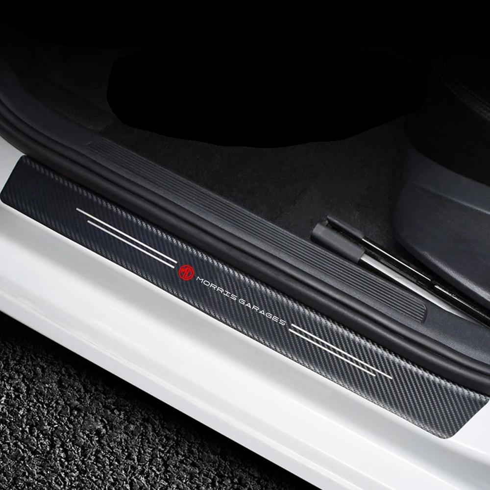 4pcs Carbon Fiber Car Door Sill Protector Film Threshold Stickers Decals for MG ZS GS HS 5 Gundam 350 Parts ZST GT 6 Accessories fxl1