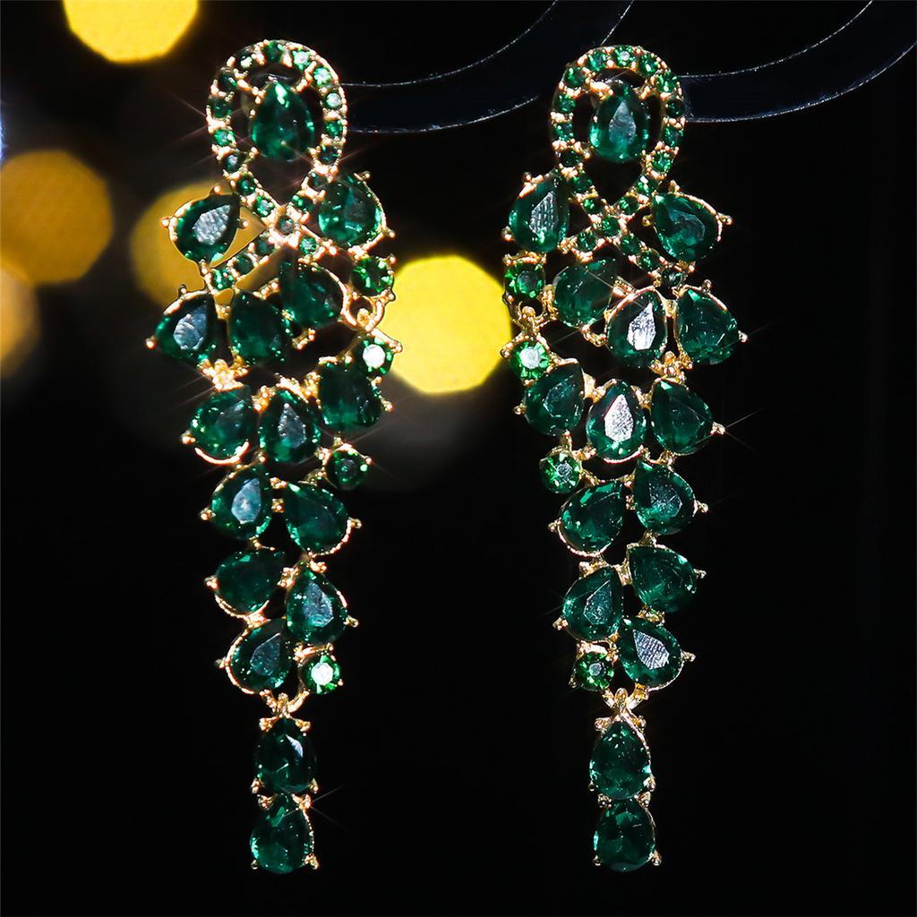 Fashion Source, Stained Glass Rhinestone Earrings Women, Exaggerated Shiny Earrings Earrings