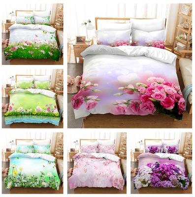 3D-Druck Frühlingsblumenbettwäsche Damenlandschaft Daunenbettbezüge Kissenbezüge 2/3-teilig Einzelbett Doppelbett Vollformat Schlafzimmerdekoration