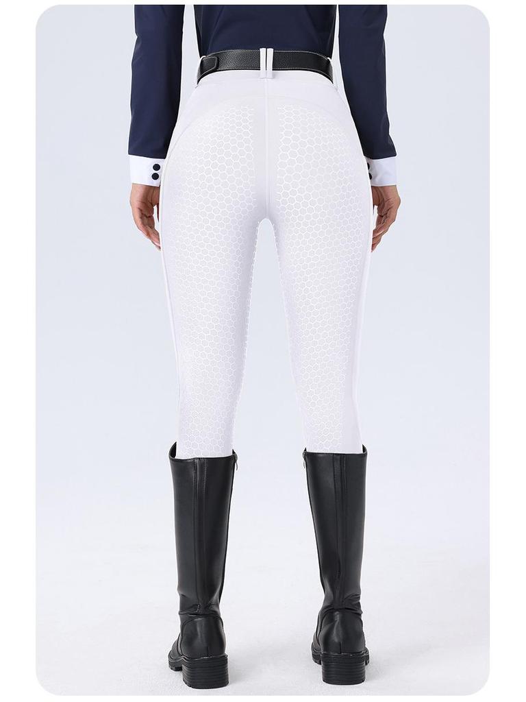 Women's High Waist Equestrian Riding Pants - Full Seat Silicone, Non-slip, Wear-resistant, Tight Fit with Pockets
