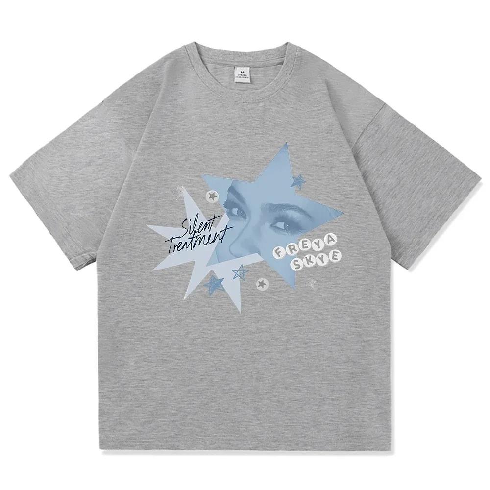 Freya Skye "Silent Treatment" Y2K Stern Grafik Oversized Streetwear Weißes T-Shirt für Modefans