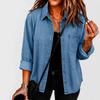 Women's Loose Fit Denim Button-Up Top for Casual Everyday Wear