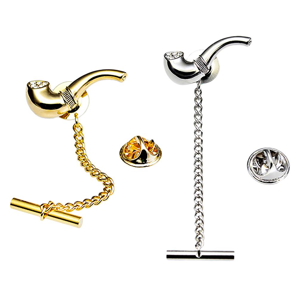 Mens Smoking Pipe Shape Tie Tack Clip for Wedding Business Formal