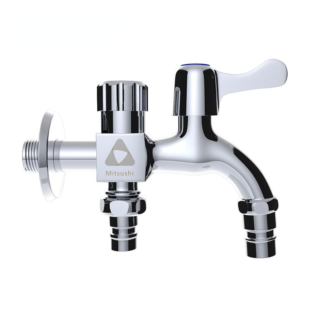Robinet Double Sortie Eau Acier Inoxydable Interrupteur Eau Robinet Unique Entrée Deux Sorties Robinet pour Bassin de Lavage Robinet Double Eau Machine à Laver Double Eau