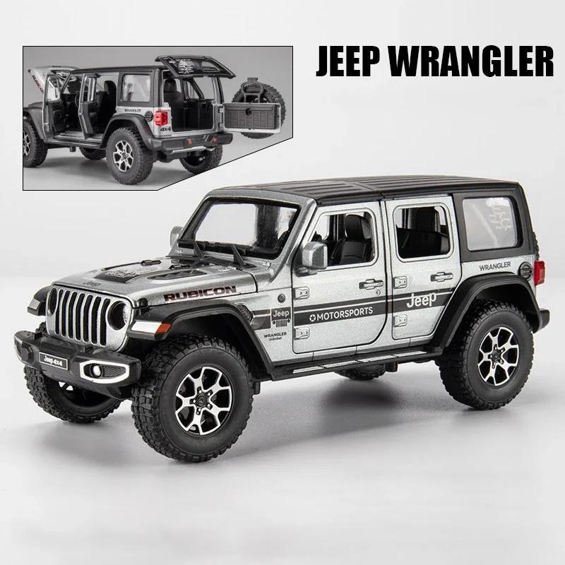 1:22 Jeeps Wrangler Rubicon Alloy Diecasts & Toy Vehicles Metal Toy Car Model Sound and light Pull back Collection Kids Toy Gift