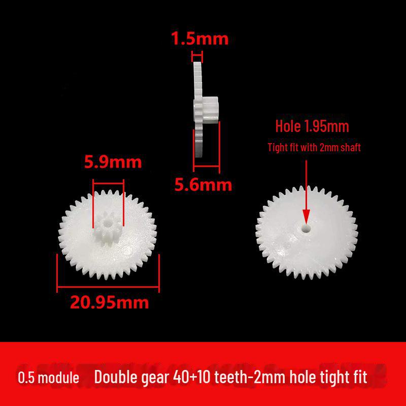 Dwuwarstwowa plastikowa przekładnia zębata o module 0,5, 40-56 zębów, konstrukcja z podwójną redukcją
