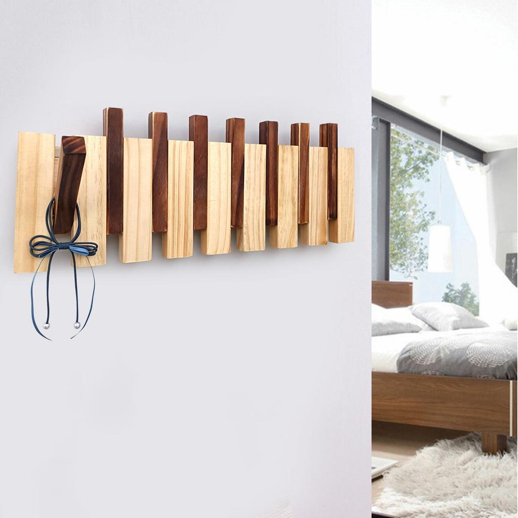 Wall-mounted Coat Rack Wooden Hanger Wall Coat Rack with 8 Hooks