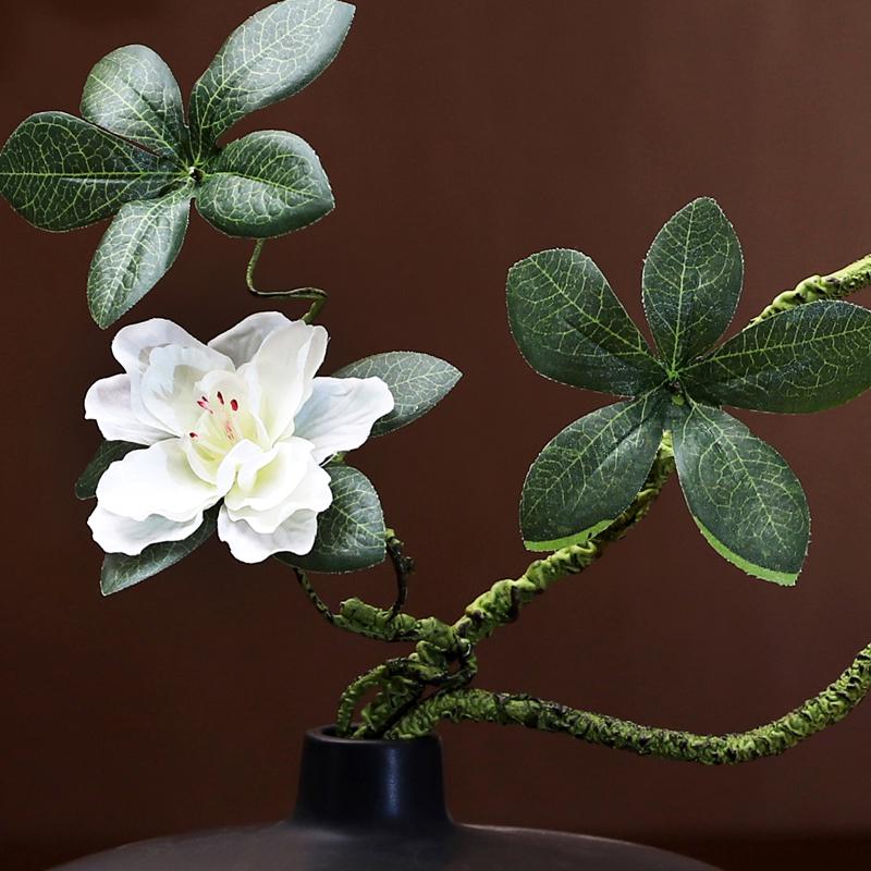 Zen-Inspired Green Plant Vase for Japanese Tea Room or Coffee Table Decoration
