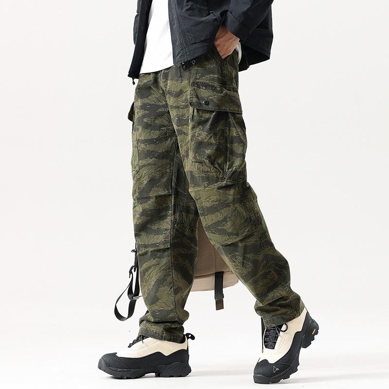 Tooling camouflage pants casual loose men's trousers clothing trendy brand pants men's high-end sense ruffian handsome men's clothing