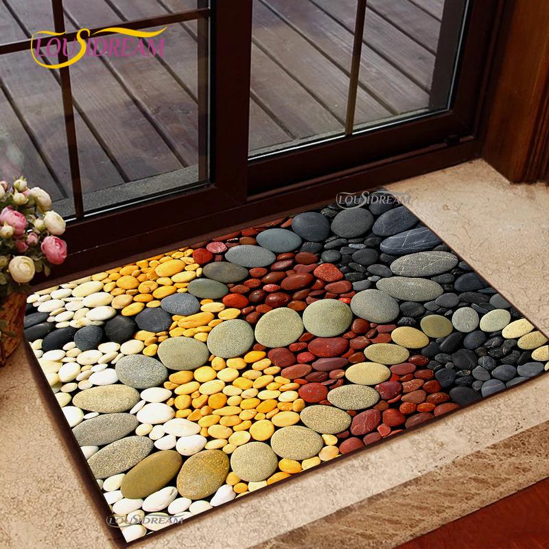 3D Cobblestone Welcome Entrance Doormats Cartoon Carpets Rugs For Home Bath Living Room Floor Stair Kitchen Hallway Non-Slip Mat