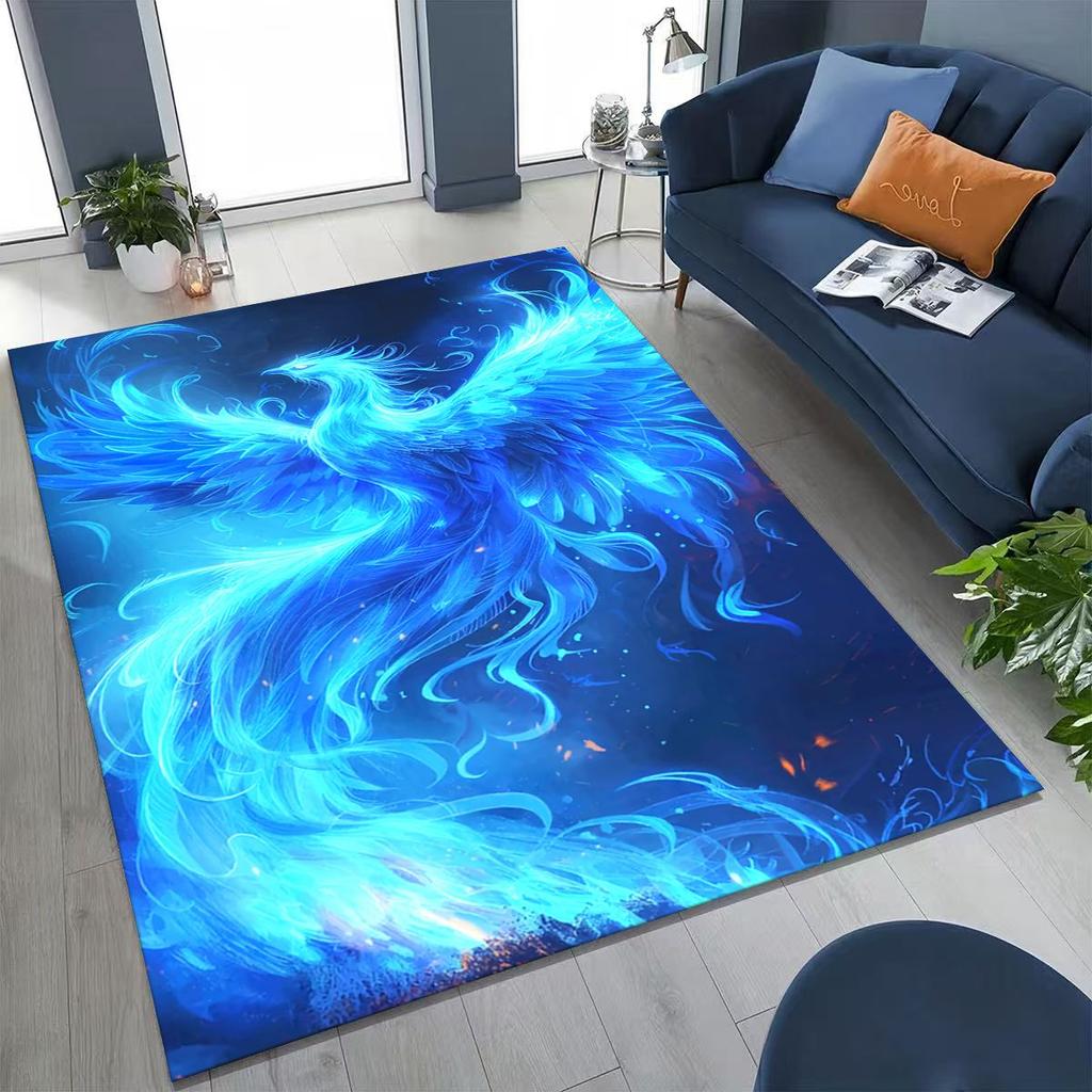 Colorful Rebirth Fire Phoenix Divine Bird Rug for Bedroom Living Room Sofa Home Doormat Decor, Large Kid Play Non-slip Floor Mat
