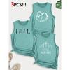 Line Floral Letter Combination Gift Print Pattern Round neck3Pack of Sleeveless Vests for Women In Spring, Summer, and Autumn