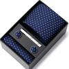 Tie Men'S Business Professional Dress Suit Blue Striped Gift Box Polyester Silk 7.5Cm Business Gift