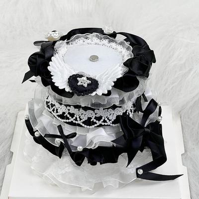 Roztomilé dvouvrstvé malé ozdoby na dort pro anime odznaky, ručně vyráběná krajka, držák na odznaky na narozeninový dort, kreativní dekorace odznaky 58 mm, novinka