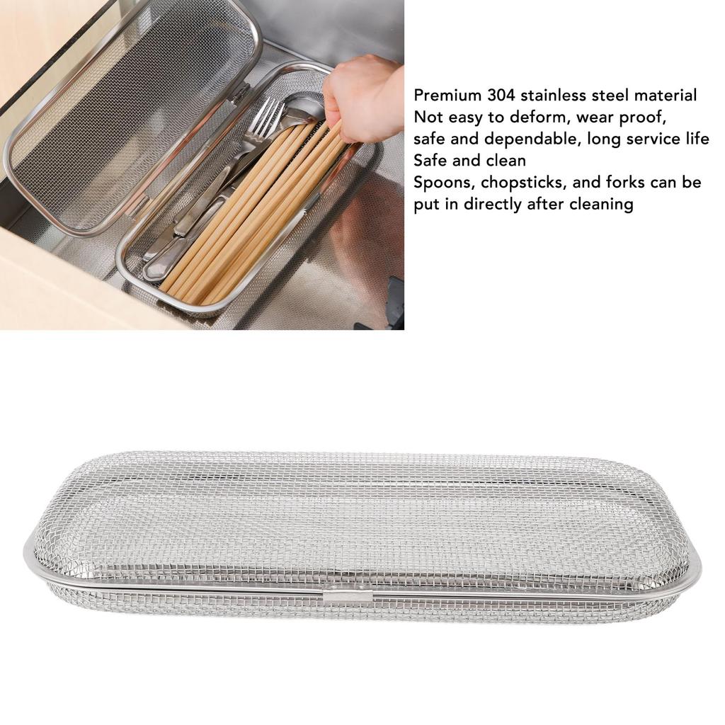 Dishwasher Silverware Basket Rectangular Safe Multifunctional Dishwasher Basket Mesh Drain Thorough Cleaning for Small Items