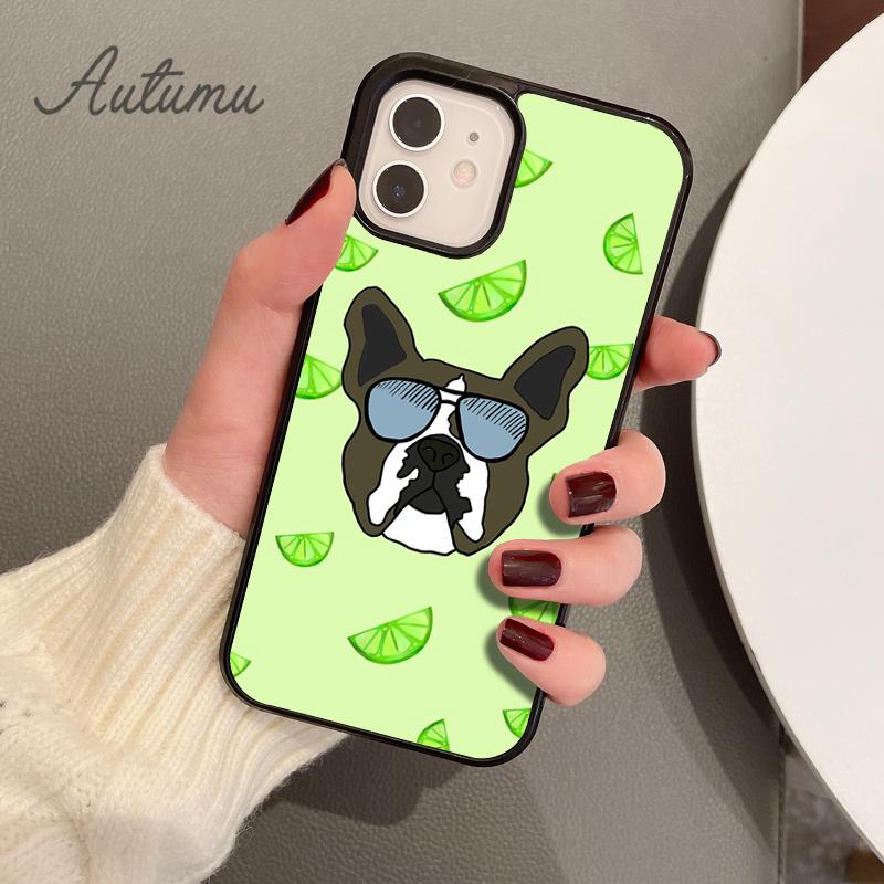 Etui na telefon z psem rasy Boston Terrier dla iPhone 11 12 13 14 Pro Max mini X XR XS SE 2020 5s 6S 7 8 Plus Samsung Galaxy S21 S22 skorupa