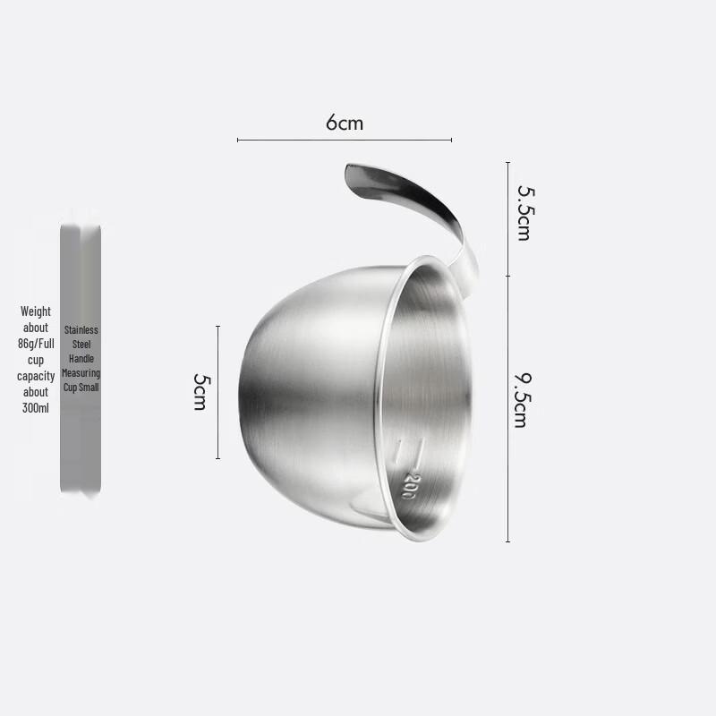Wutuo 10cm Edelstahl-Messbecher mit Griff, 2er-Pack