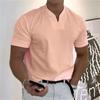 Men's Casual Solid Color V-Neck Gentleman's Business Short Sleeve Fitness T-Shirt