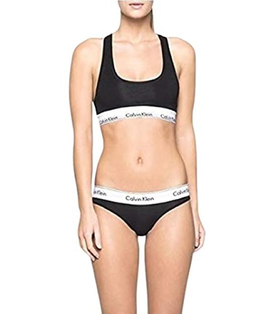 Calvin Klein CK Modern Cotton Bra Thong Size S & Set, (Black)