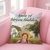 Anne of GGreen Gables Cushion Cover Linen Pillowcase Cover Soft Decor for Sofa Home Room