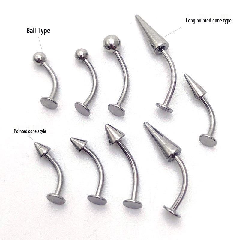 16G Stainless Steel Flat Bottom Bent Bar Cone Lip, Ear, Navel, and Rook Stud
