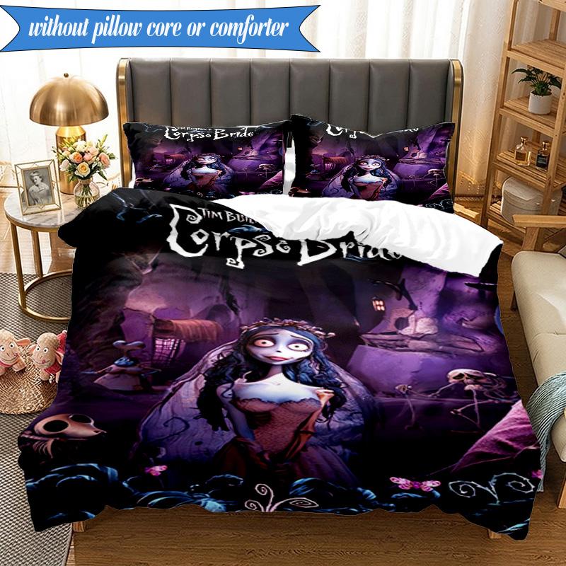 Gotische Leichenschönheit In Bloom 3-teiliges K-Pop Musikgruppen-Bettwäscheset, Ideal für Schlafzimmer, Wohnheim, Inklusive Bettbezug und 2 Kissenbezügen, Fan-Geschenke