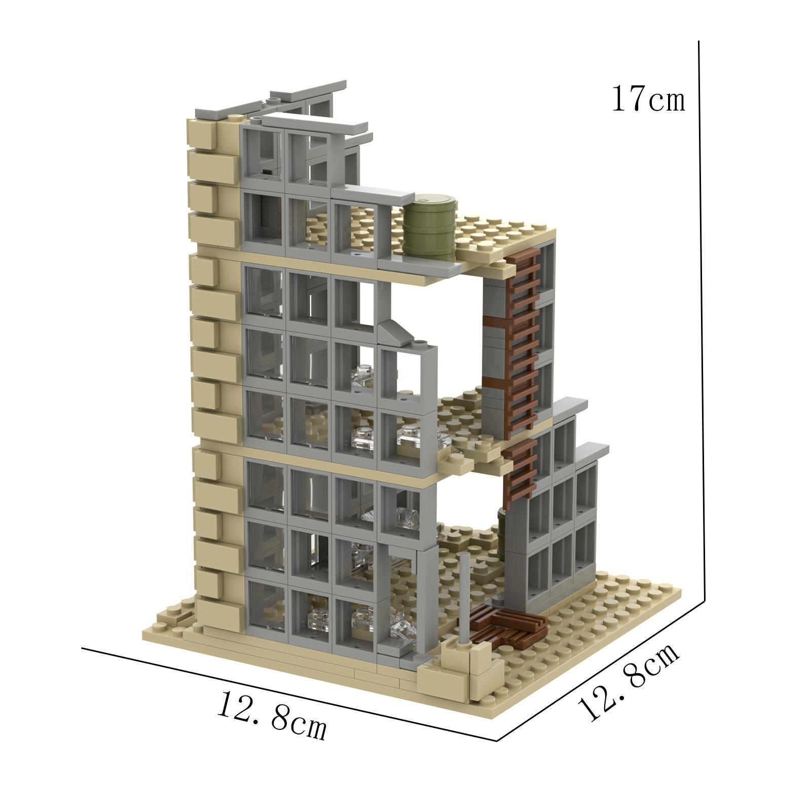 Construction-Set High-Standard Assembly-Bricks Military-Themed Base First-Class Ruined Premium-Quality House High-Standard Moc Superior-Grade
