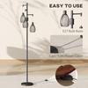3-Light LED Floor Lamp, 170cm Industrial Dimmable Standing Lamp with Steel Wire Cage Lampshades, 2700K for Living Room, Bedroom, Dining Room, Study