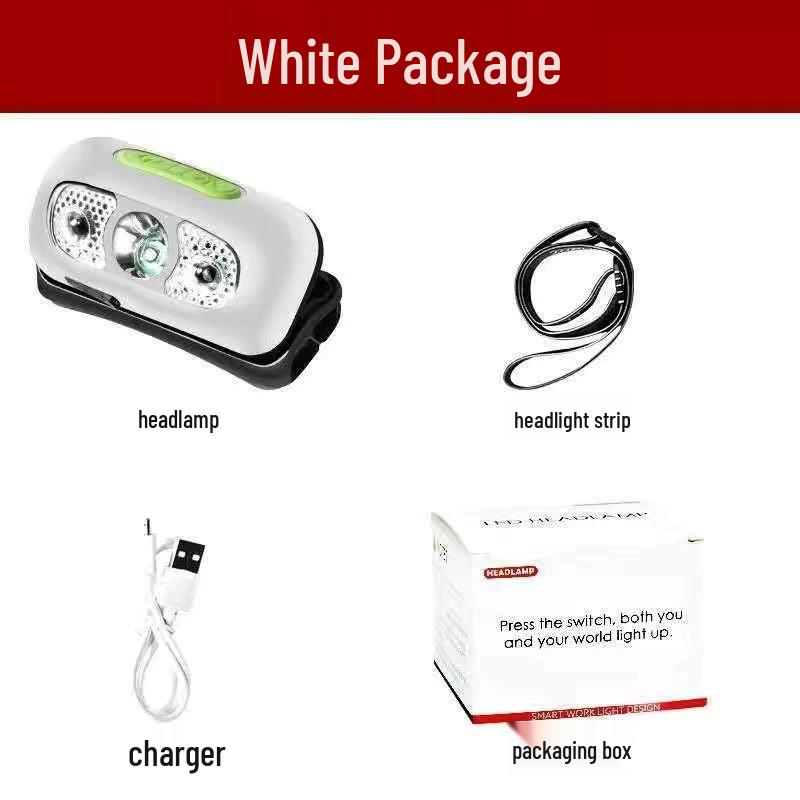 USB Rechargeable LED Headlamp with Wave Sensor - Waterproof for Fishing & Camping