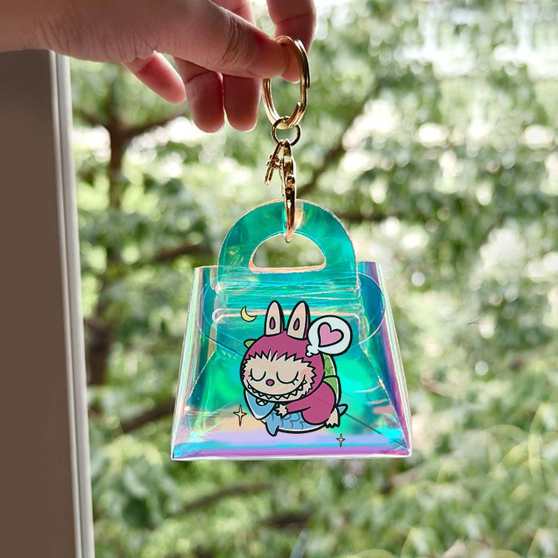 Labubu New Ins Girl Transparent Laser Change Bag Student Mini Coin Key Chain Bag