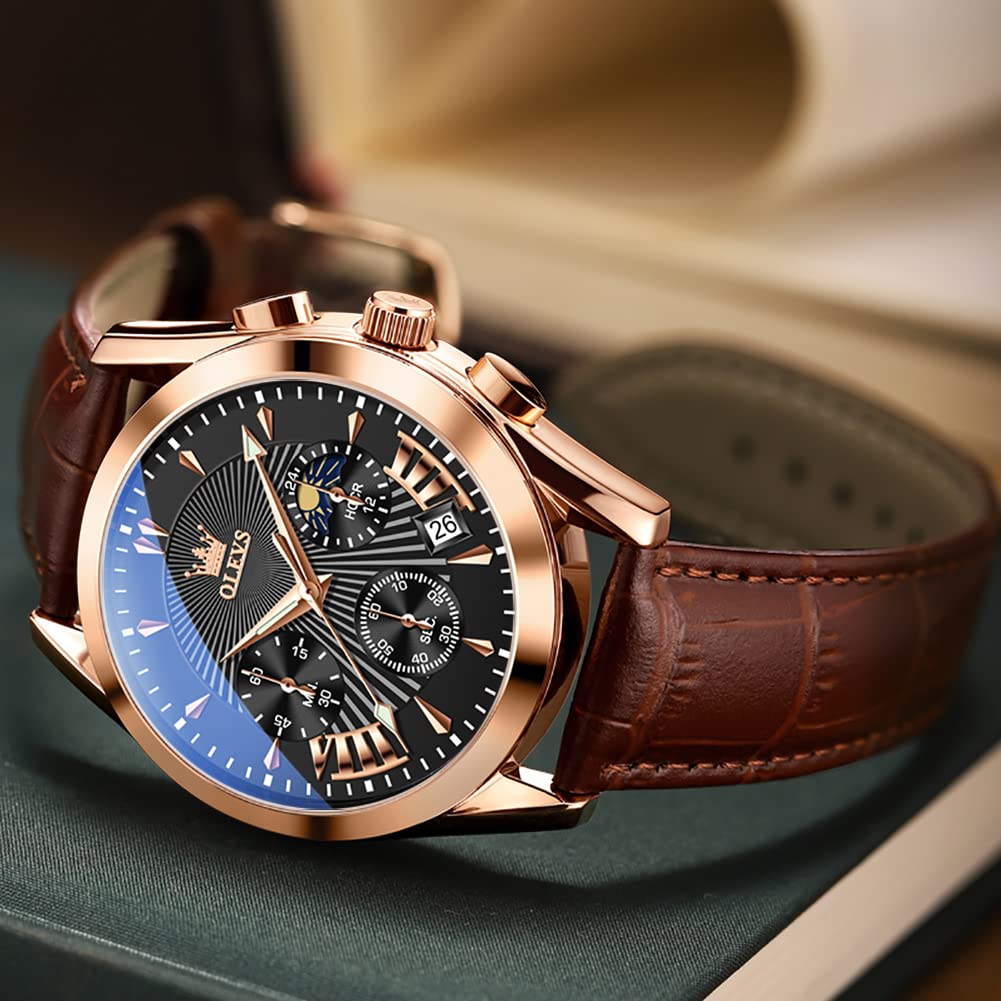 OLEVS Men's Business Wristwatch, Waterproof, Stylish, Stainless Steel Band, Quartz Movement, Analog, Casual, Father's Day Gift