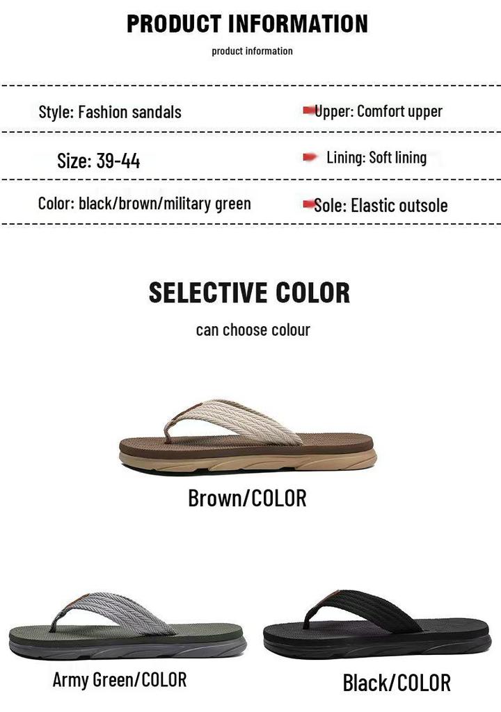 Men's 2025 High-End Summer Flip-Flops - Casual Beach Slippers with Thick, Squishy Sole and Non-Slip, Wear-Resistant Toe Post.