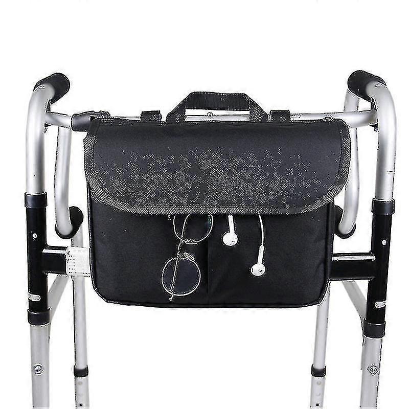 Waterproof Storage Bag Wheelchair Carry Bag Wheelchair Armrest Accessories Side Bag With Pouches Tra-color: Black
